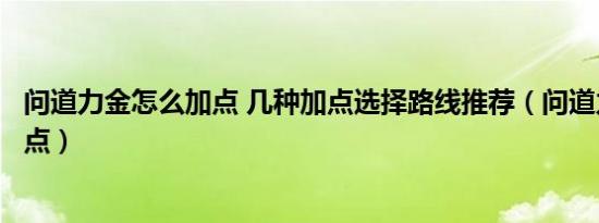 问道力金怎么加点 几种加点选择路线推荐（问道力金怎么加点）