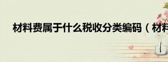 材料费属于什么税收分类编码（材料费）