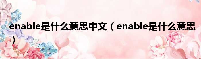 enable是什么意思中文（enable是什么意思）