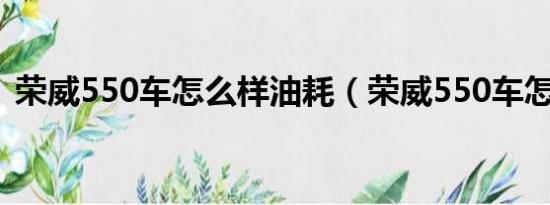 荣威550车怎么样油耗（荣威550车怎么样）