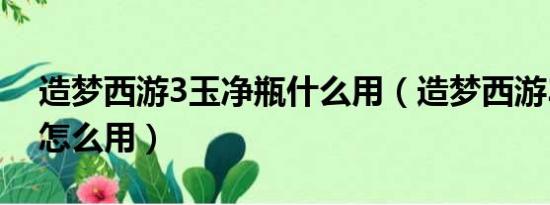 造梦西游3玉净瓶什么用（造梦西游3玉净瓶怎么用）