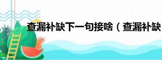 查漏补缺下一句接啥（查漏补缺）