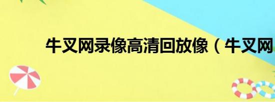 牛叉网录像高清回放像（牛叉网）