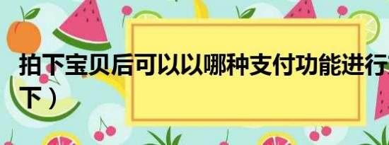 拍下宝贝后可以以哪种支付功能进行支付（拍下）