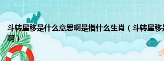 斗转星移是什么意思啊是指什么生肖（斗转星移是什么意思啊）