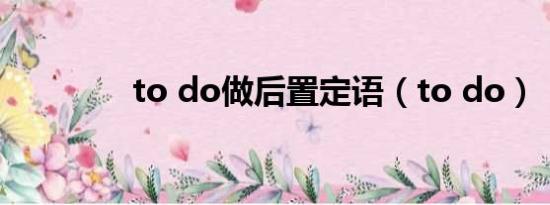 to do做后置定语（to do）