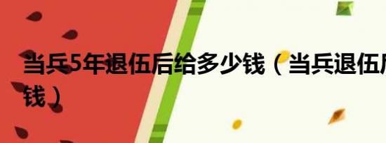 当兵5年退伍后给多少钱（当兵退伍后给多少钱）