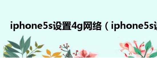 iphone5s设置4g网络（iphone5s设置）