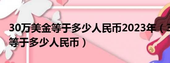 30万美金等于多少人民币2023年（30万美金等于多少人民币）