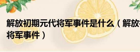 解放初期元代将军事件是什么（解放初期元代将军事件）