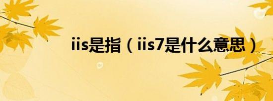 iis是指（iis7是什么意思）