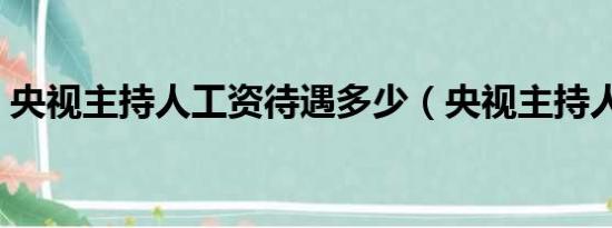 央视主持人工资待遇多少（央视主持人工资）