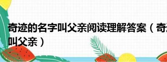 奇迹的名字叫父亲阅读理解答案（奇迹的名字叫父亲）