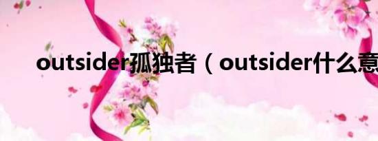 outsider孤独者（outsider什么意思）