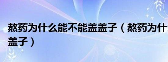 熬药为什么能不能盖盖子（熬药为什么不能盖盖子）