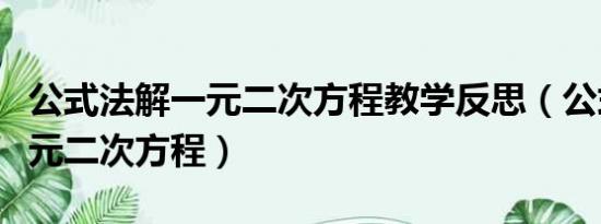 公式法解一元二次方程教学反思（公式法解一元二次方程）