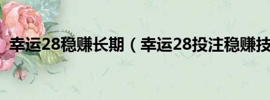 幸运28稳赚长期（幸运28投注稳赚技巧图）