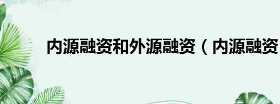 内源融资和外源融资（内源融资）