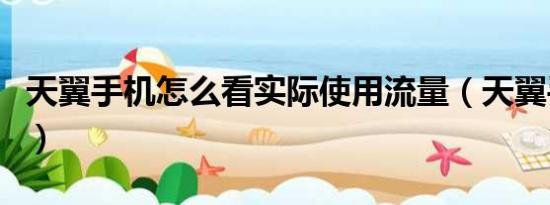 天翼手机怎么看实际使用流量（天翼手机流量）