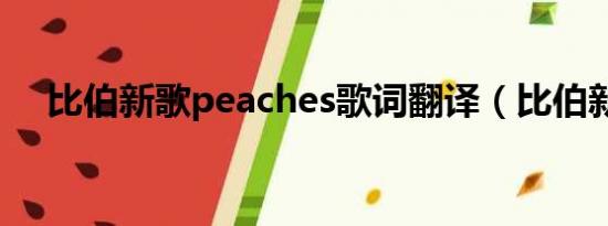 比伯新歌peaches歌词翻译（比伯新歌）