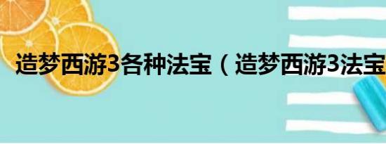 造梦西游3各种法宝（造梦西游3法宝排名）