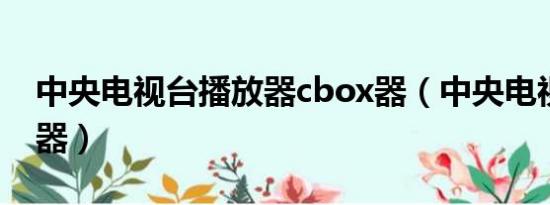 中央电视台播放器cbox器（中央电视台播放器）