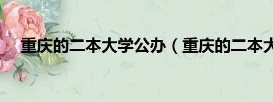 重庆的二本大学公办（重庆的二本大学）