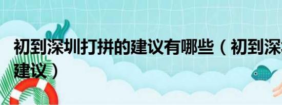 初到深圳打拼的建议有哪些（初到深圳打拼的建议）