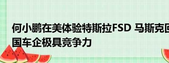 何小鹏在美体验特斯拉FSD 马斯克回应：中国车企极具竞争力