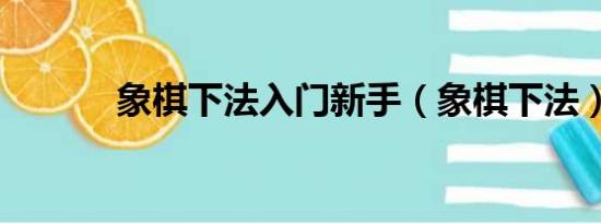 象棋下法入门新手（象棋下法）