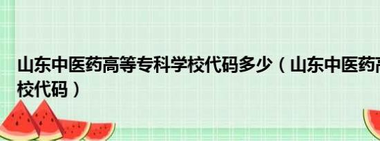 山东中医药高等专科学校代码多少（山东中医药高等专科学校代码）