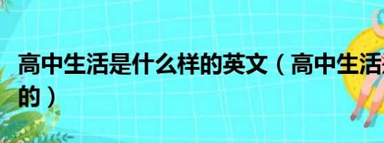 高中生活是什么样的英文（高中生活是什么样的）