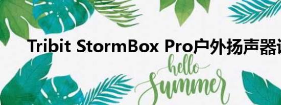 Tribit StormBox Pro户外扬声器评测