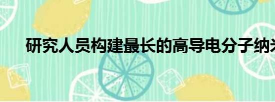 研究人员构建最长的高导电分子纳米线