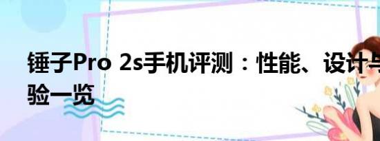 锤子Pro 2s手机评测：性能、设计与使用体验一览